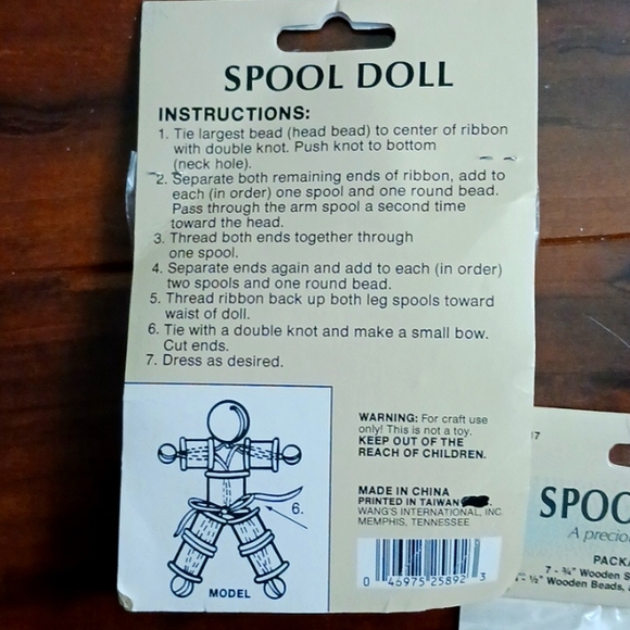 New lot of 2 craft wood 5" Spool Doll Kit - Picture 3 of 3